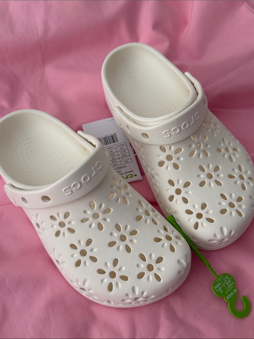 CROCS classic floral cutout clogs - chalk
